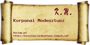 Korponai Modesztusz névjegykártya